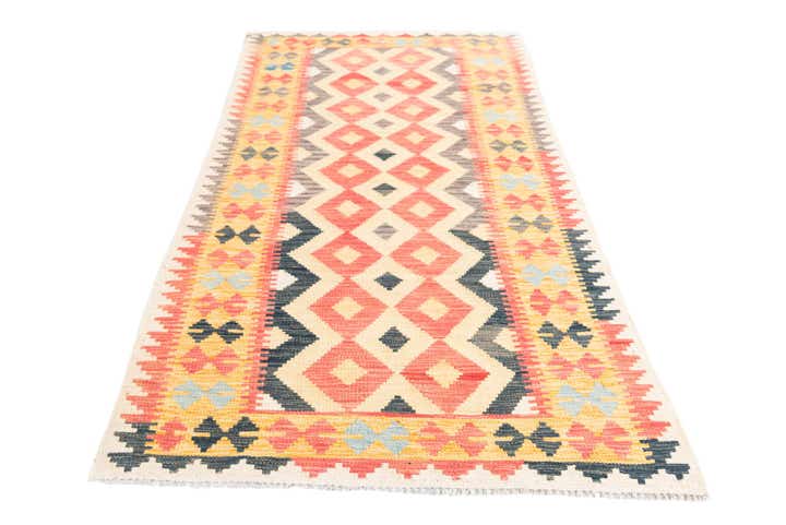 3' 3 x 6' 6 Hand Woven Kilim Maymana Wool Runner Rug