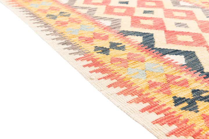 3' 3 x 6' 6 Hand Woven Kilim Maymana Wool Runner Rug