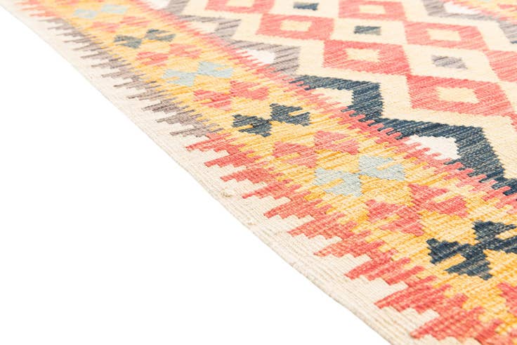 Detail image of 3' 3 x 6' 6 Hand Woven Kilim Maymana Wool Runner Rug