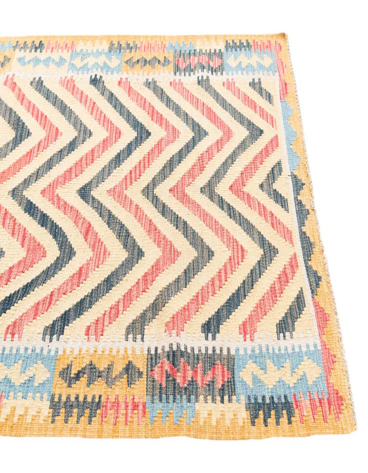 Detail image of 3' 4 x 6' 8  Hand Woven Kilim Maymana Wool Runner Rug