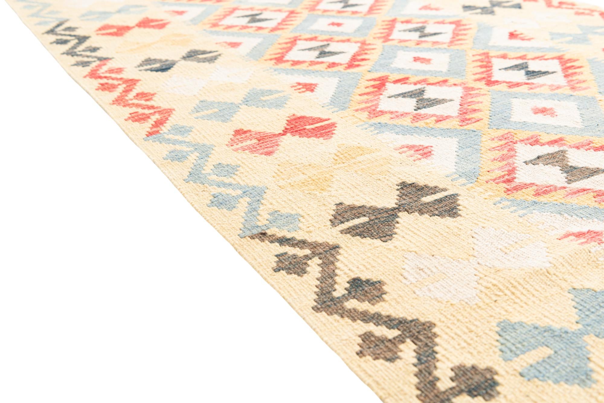 3' 3 x 6' 8 Hand Woven Kilim Maymana Wool Runner Rug