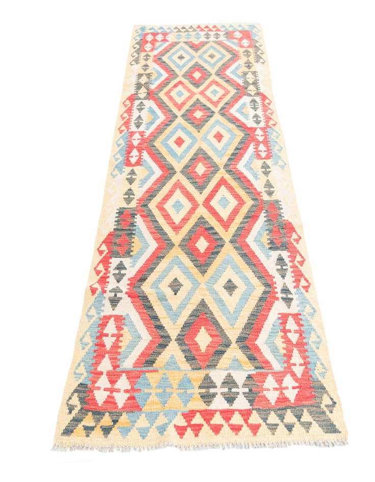 Detail image of 3' 4 x 6' 7  Hand Woven Kilim Maymana Wool Runner Rug