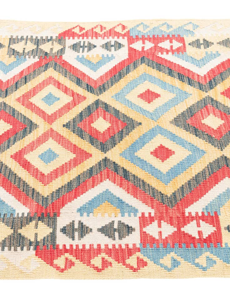 Detail image of 3' 4 x 6' 7  Hand Woven Kilim Maymana Wool Runner Rug