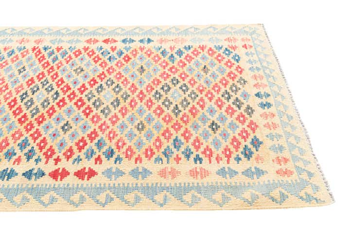3' 5 x 6' 10 Hand Woven Kilim Maymana Wool Runner Rug