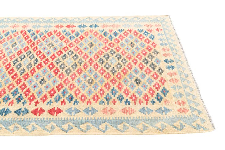 Detail image of 3' 5 x 6' 10 Hand Woven Kilim Maymana Wool Runner Rug