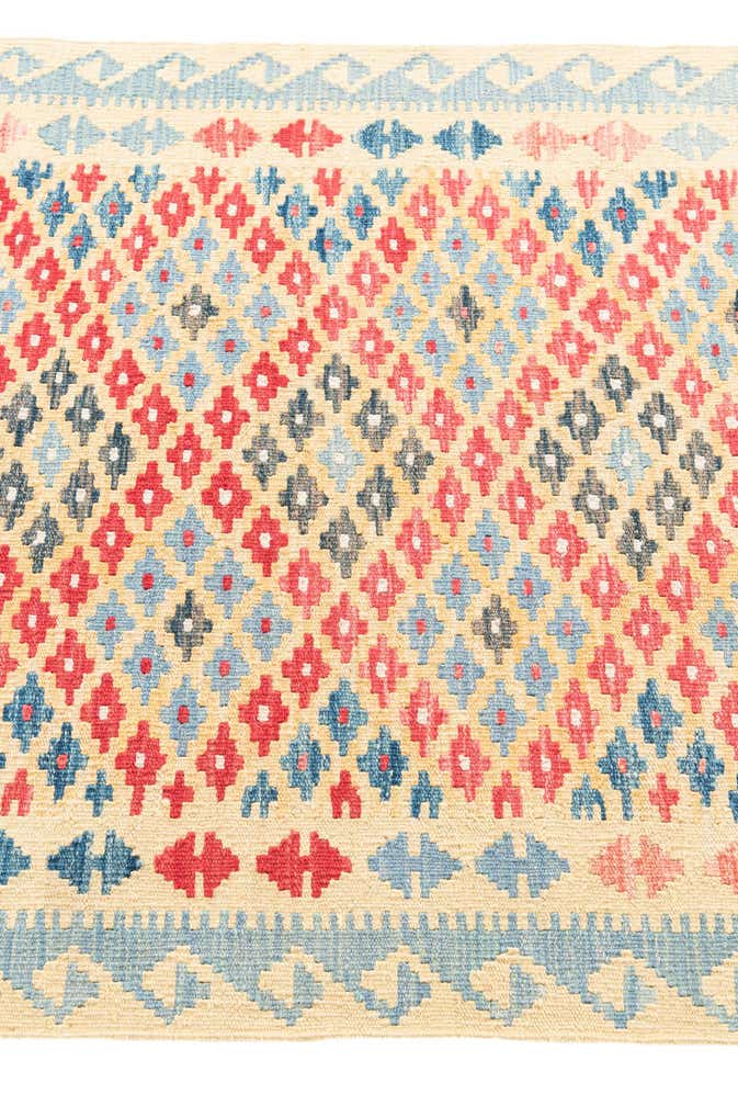 3' 5 x 6' 10 Hand Woven Kilim Maymana Wool Runner Rug