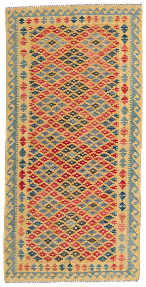 3' 5 x 6' 10 Hand Woven Kilim Maymana Wool Runner Rug