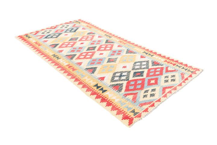3' 5 x 6' 9 Hand Woven Kilim Maymana Wool Runner Rug