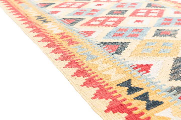3' 5 x 6' 9 Hand Woven Kilim Maymana Wool Runner Rug
