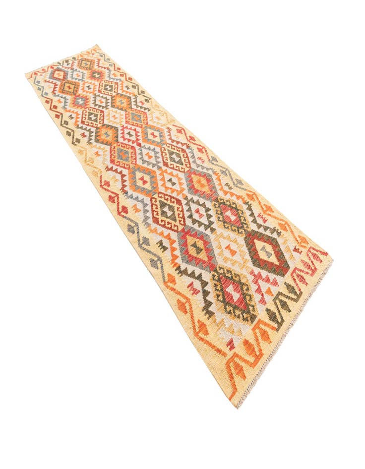 Detail image of 2' 9 x 9' 8  Hand Woven Kilim Maymana Wool Runner Rug