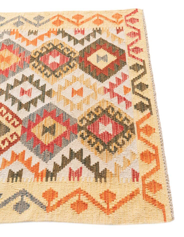 Detail image of 2' 9 x 9' 8  Hand Woven Kilim Maymana Wool Runner Rug