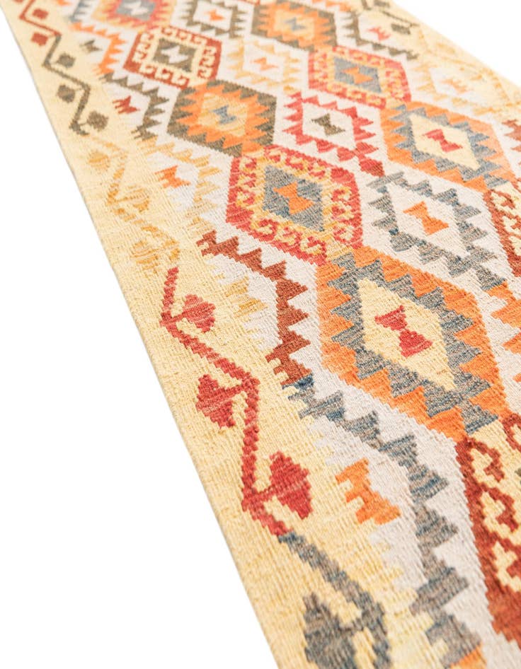 Detail image of 2' 9 x 9' 8  Hand Woven Kilim Maymana Wool Runner Rug