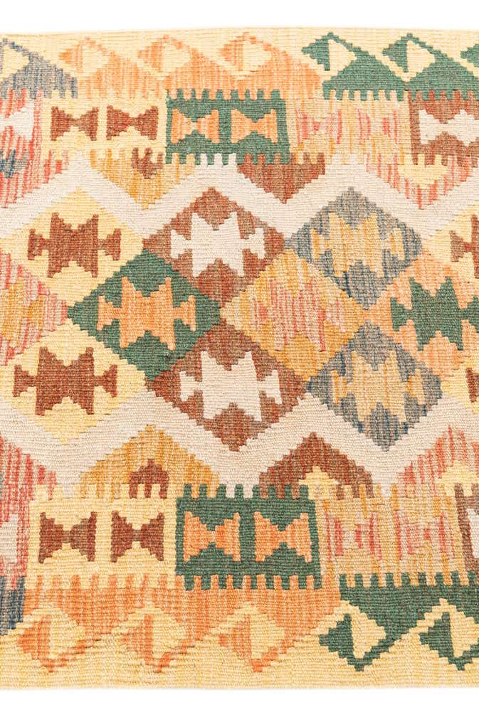 2' 9 x 9' 7 Hand Woven Kilim Maymana Wool Runner Rug