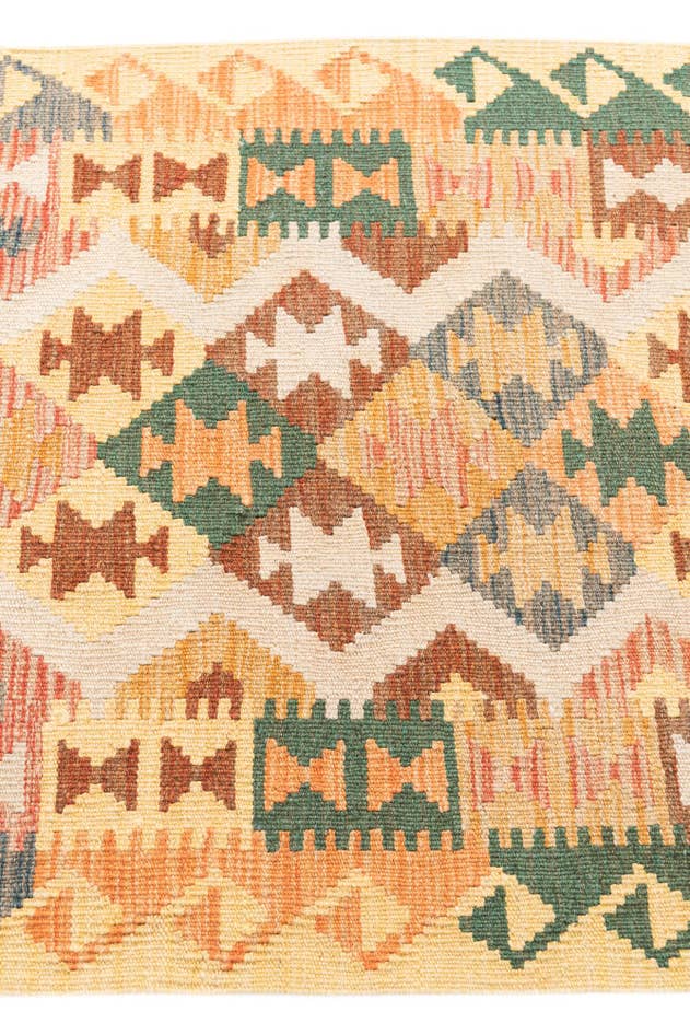 Detail image of 2' 9 x 9' 7 Hand Woven Kilim Maymana Wool Runner Rug