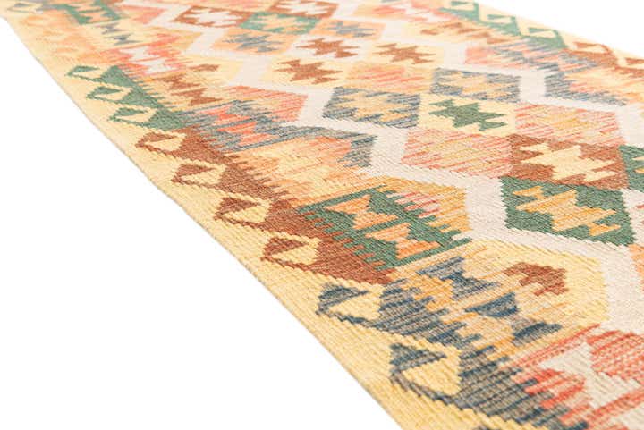 2' 9 x 9' 7 Hand Woven Kilim Maymana Wool Runner Rug