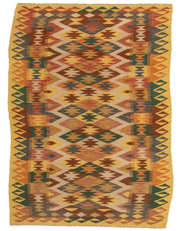 Detail image of 2' 9 x 9' 7 Hand Woven Kilim Maymana Wool Runner Rug