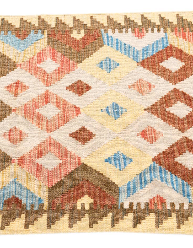 Detail image of 2' 6 x 9' 6  Hand Woven Kilim Maymana Wool Runner Rug