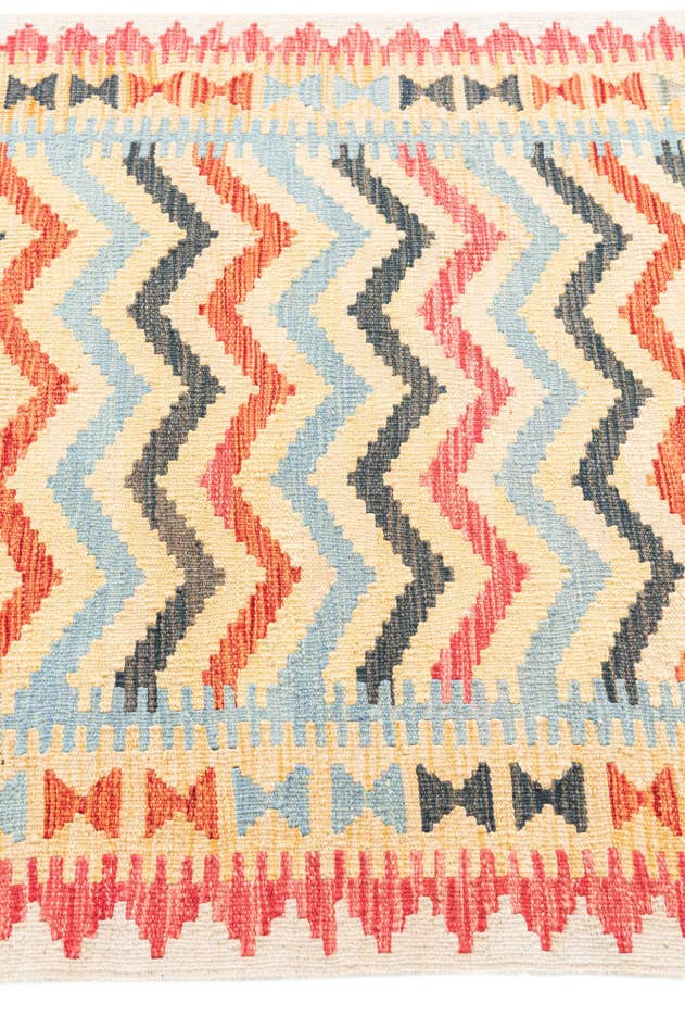 Detail image of 3' 4 x 6' 7 Hand Woven Kilim Maymana Wool Runner Rug
