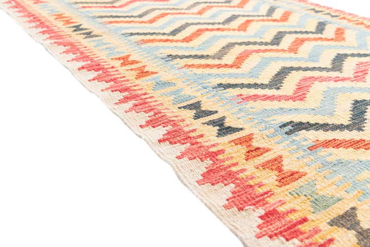 3' 4 x 6' 7 Hand Woven Kilim Maymana Wool Runner Rug