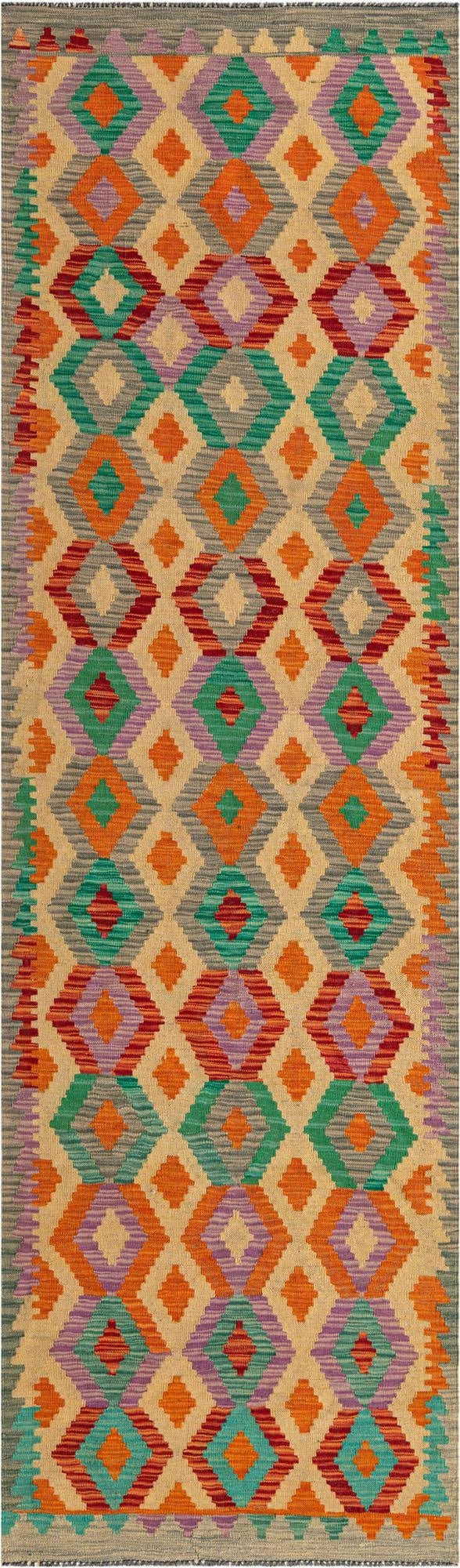 2' 10 x 9' 8  Hand Woven Kilim Maymana Wool Runner Rug