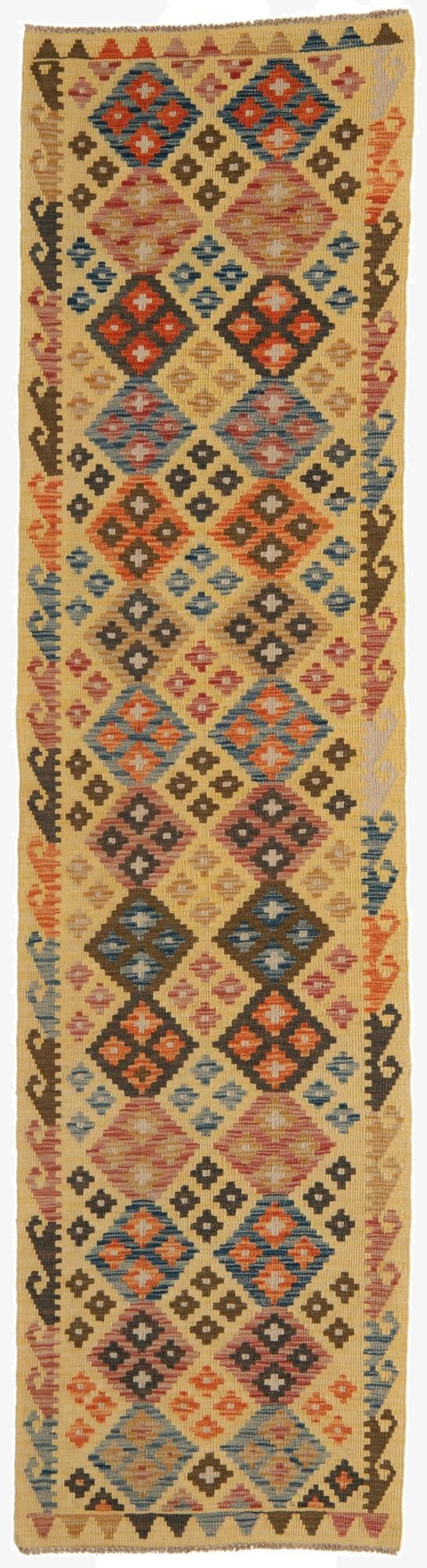 2' 7 x 10'  Hand Woven Kilim Maymana Wool Runner Rug