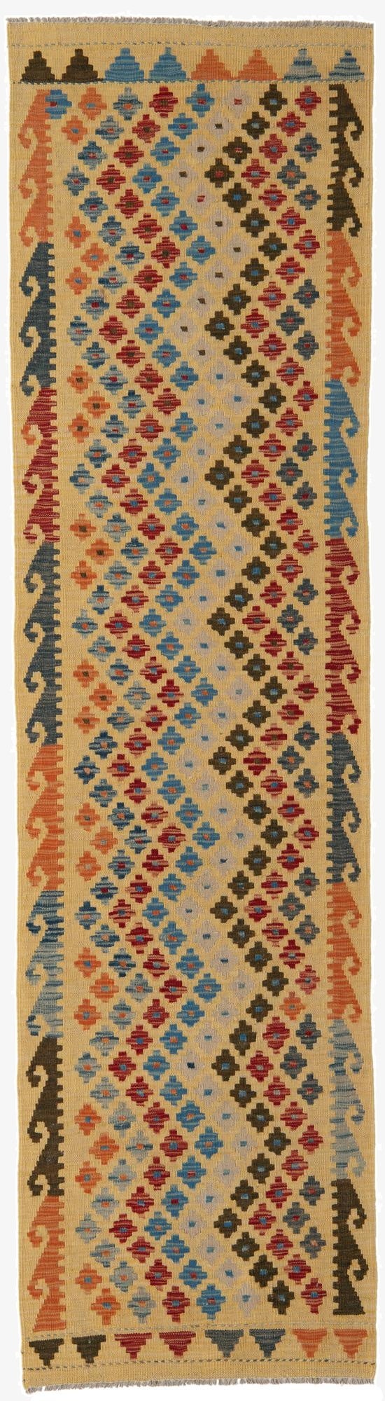 2' 9 x 9' 10  Hand Woven Kilim Maymana Wool Runner Rug