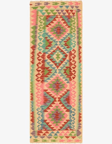 2' 3 x 6' 5 Hand Woven Kilim Maymana Wool Runner Rug