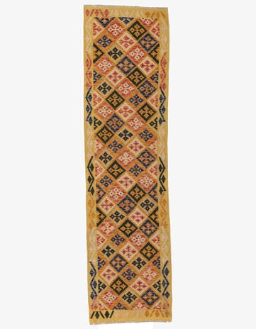 2' 7 x 9' 10 Hand Woven Kilim Maymana Wool Runner Rug