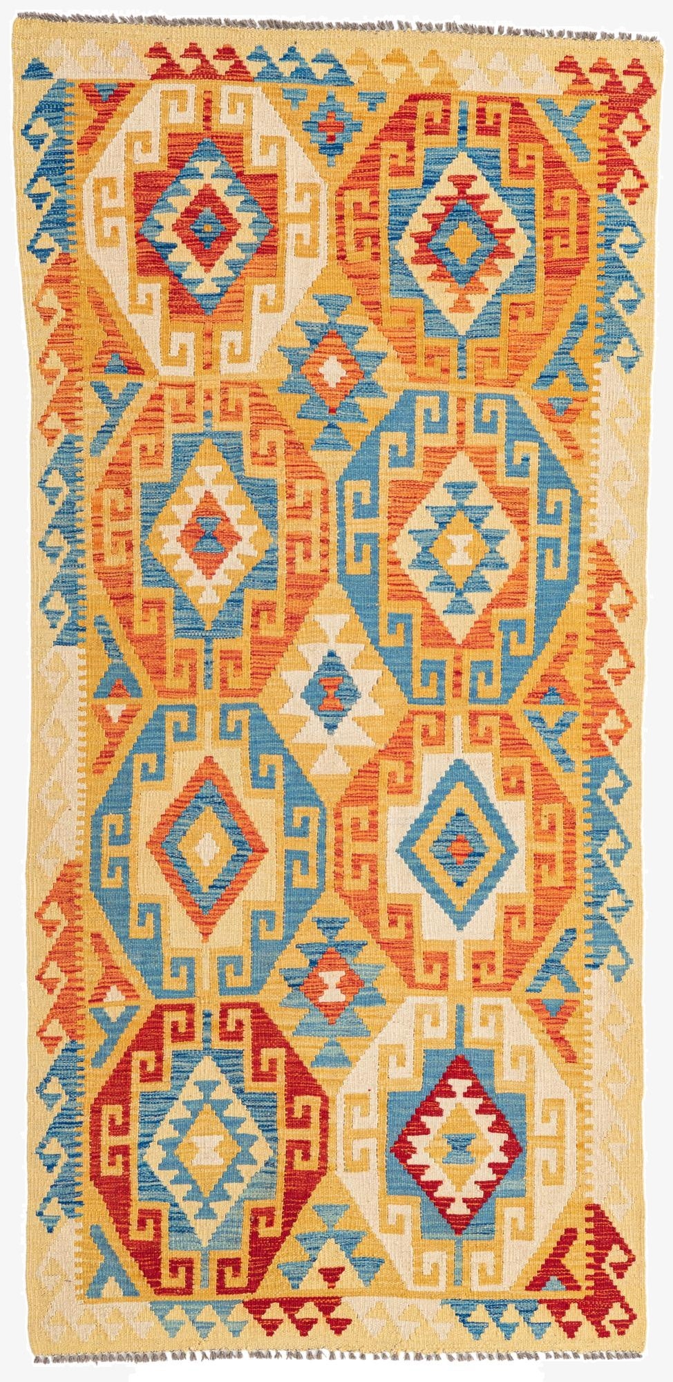 3' 2 x 5' 10  Hand Woven Kilim Maymana Wool Runner Rug