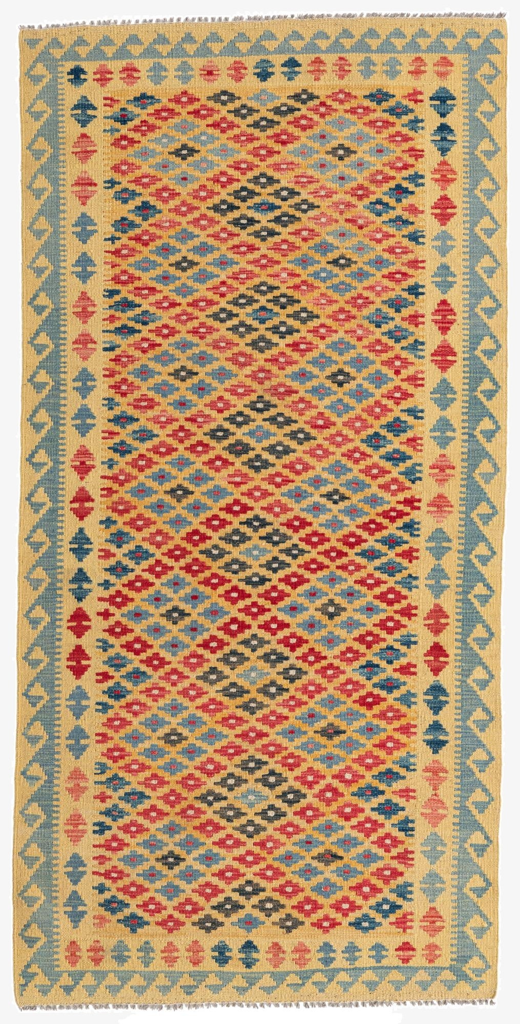 3' 5 x 6' 10  Hand Woven Kilim Maymana Wool Runner Rug