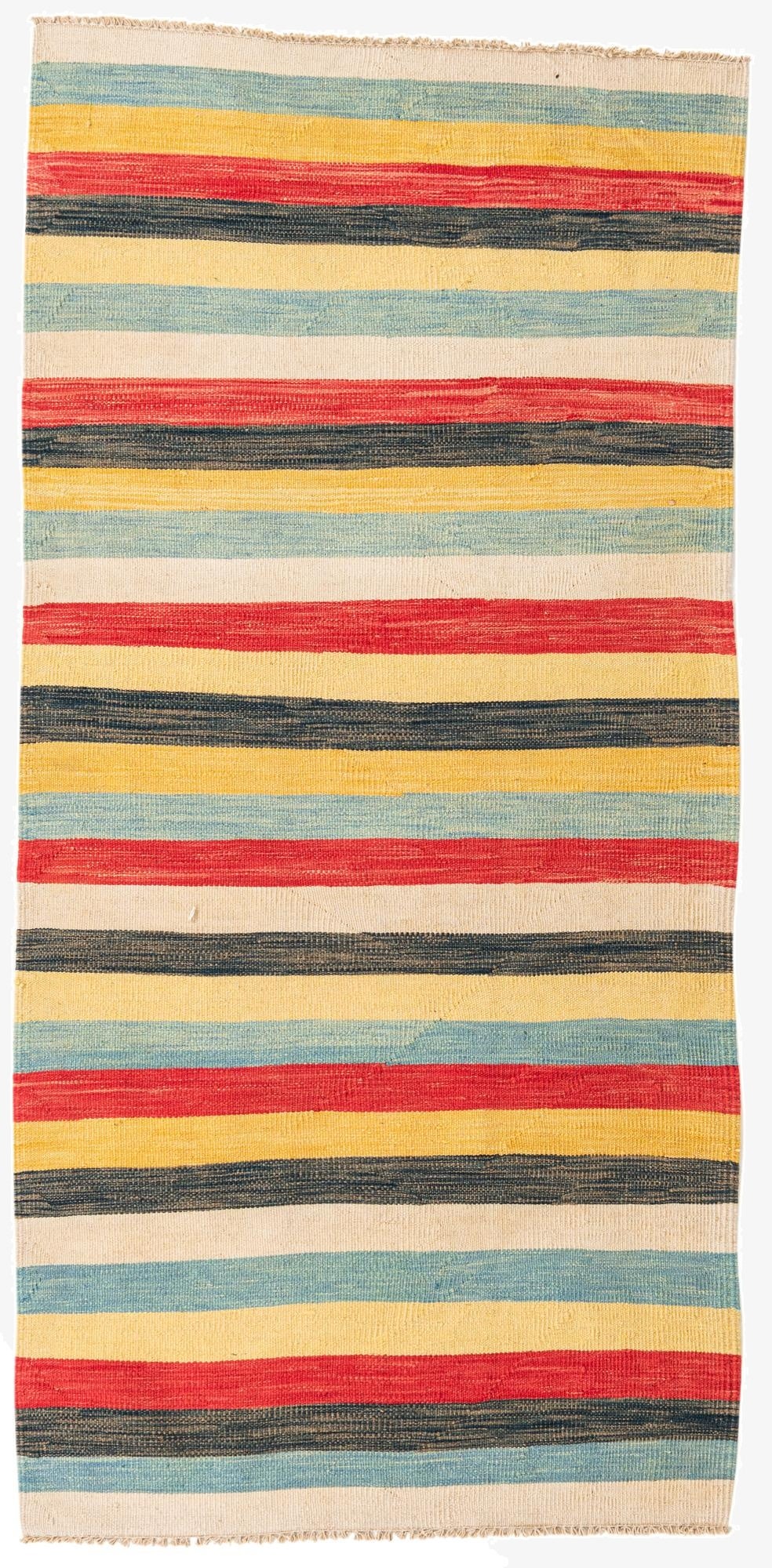 3' 2 x 6' 5  Hand Woven Kilim Maymana Wool Runner Rug
