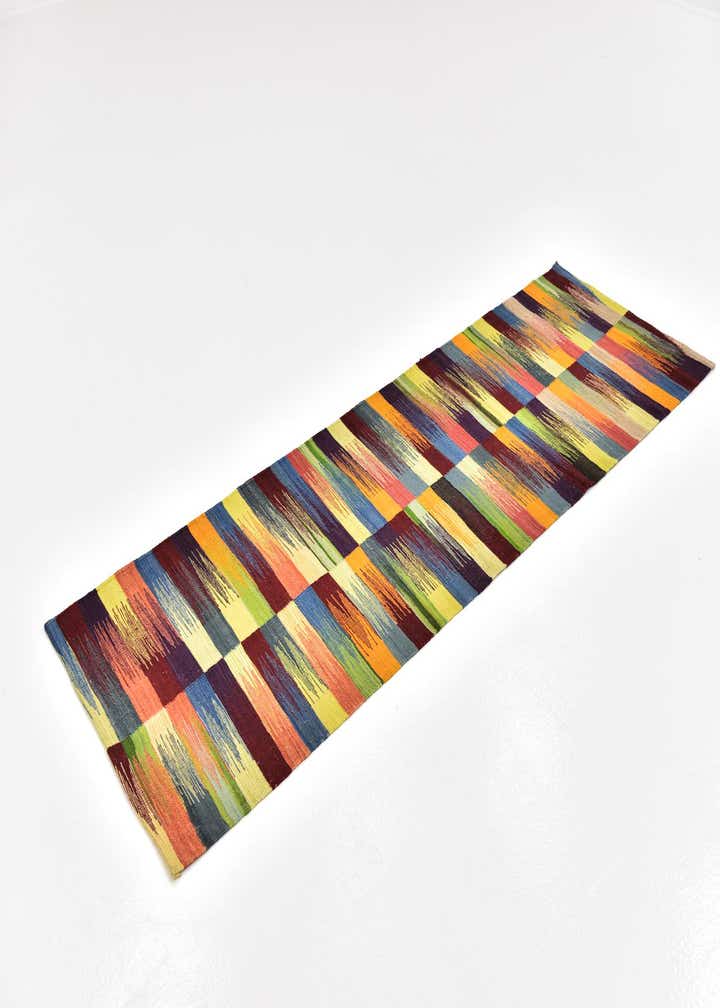 2' 6 x 7' 9 Hand Woven Kilim Modern Wool Runner Rug