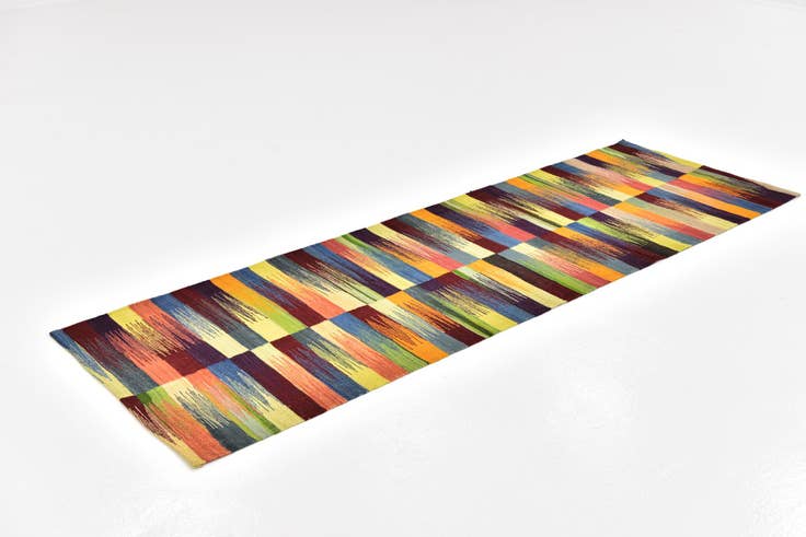 Detail image of 2' 6 x 7' 9 Hand Woven Kilim Modern Wool Runner Rug