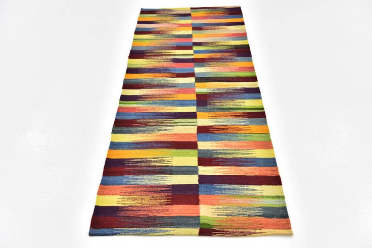 Detail image of 2' 6 x 7' 9 Hand Woven Kilim Modern Wool Runner Rug