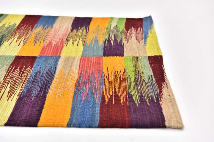 2' 6 x 7' 9 Hand Woven Kilim Modern Wool Runner Rug
