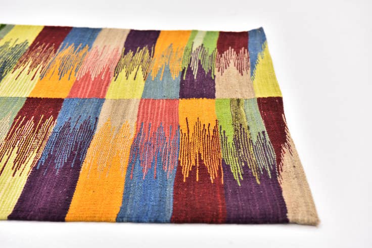 Detail image of 2' 6 x 7' 9 Hand Woven Kilim Modern Wool Runner Rug