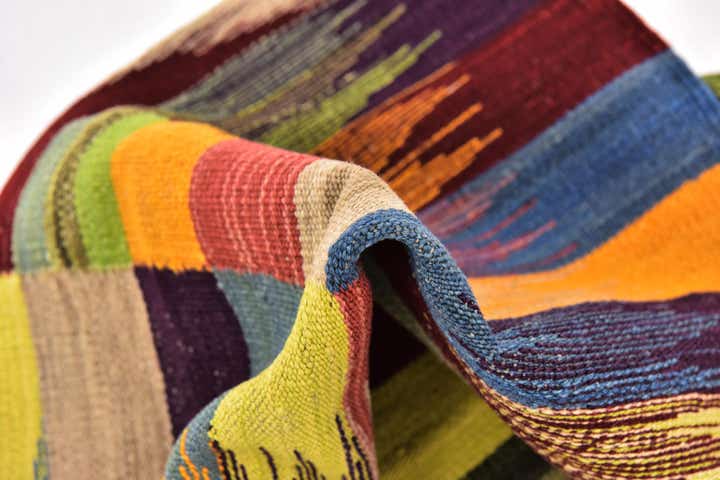 2' 6 x 7' 9 Hand Woven Kilim Modern Wool Runner Rug