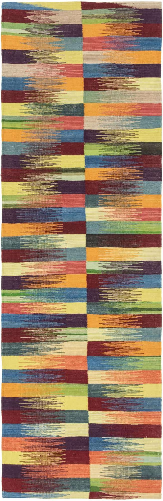 2' 6 x 7' 9 Hand Woven Kilim Modern Wool Runner Rug