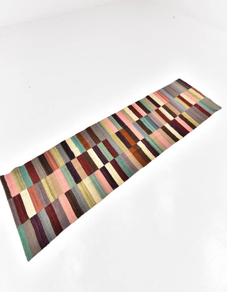 Detail image of 2' 8 x 9' 9  Hand Woven Kilim Modern Wool Runner Rug