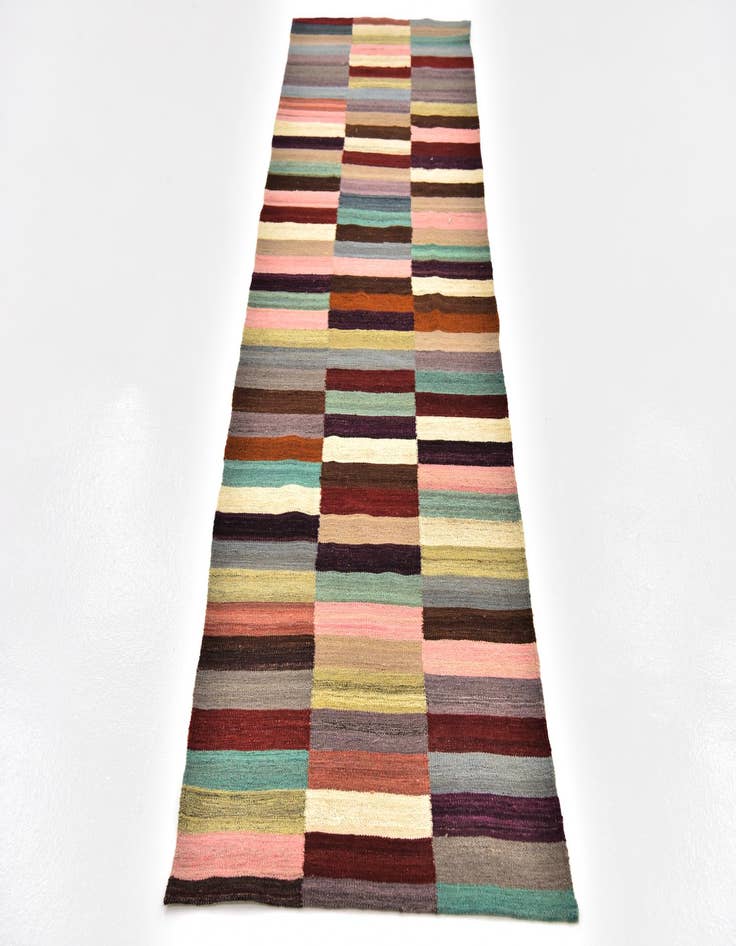 Detail image of 2' 8 x 9' 9  Hand Woven Kilim Modern Wool Runner Rug