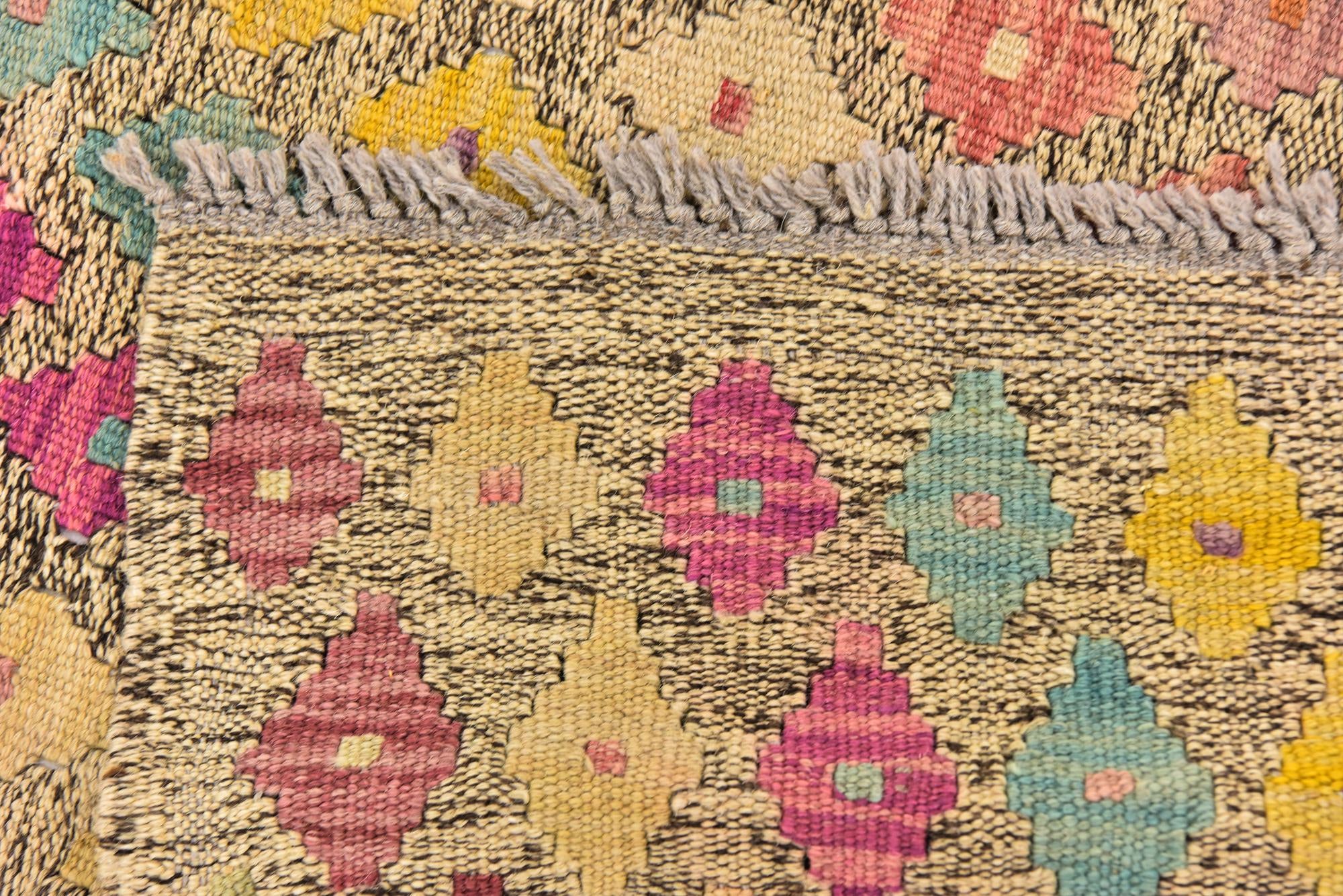 3' x 9' 10 Hand Woven Kilim Modern Wool Runner Rug