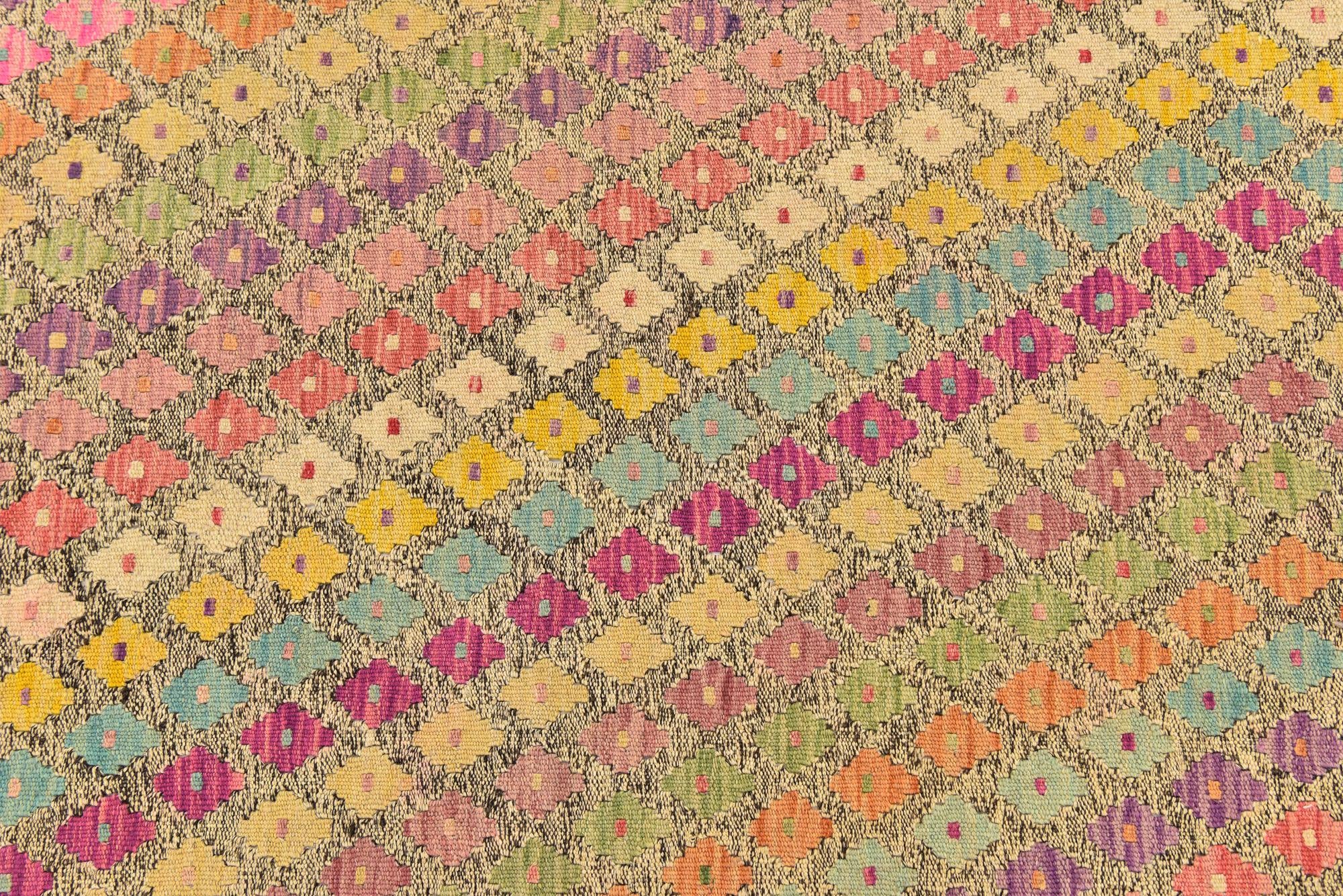 3' x 9' 10 Hand Woven Kilim Modern Wool Runner Rug