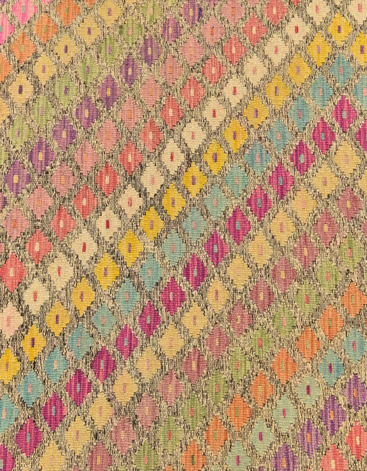 Detail image of 3' x 9' 10  Hand Woven Kilim Modern Wool Runner Rug