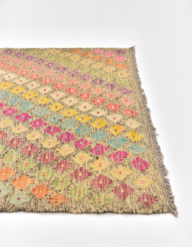 Detail image of 3' x 9' 10  Hand Woven Kilim Modern Wool Runner Rug