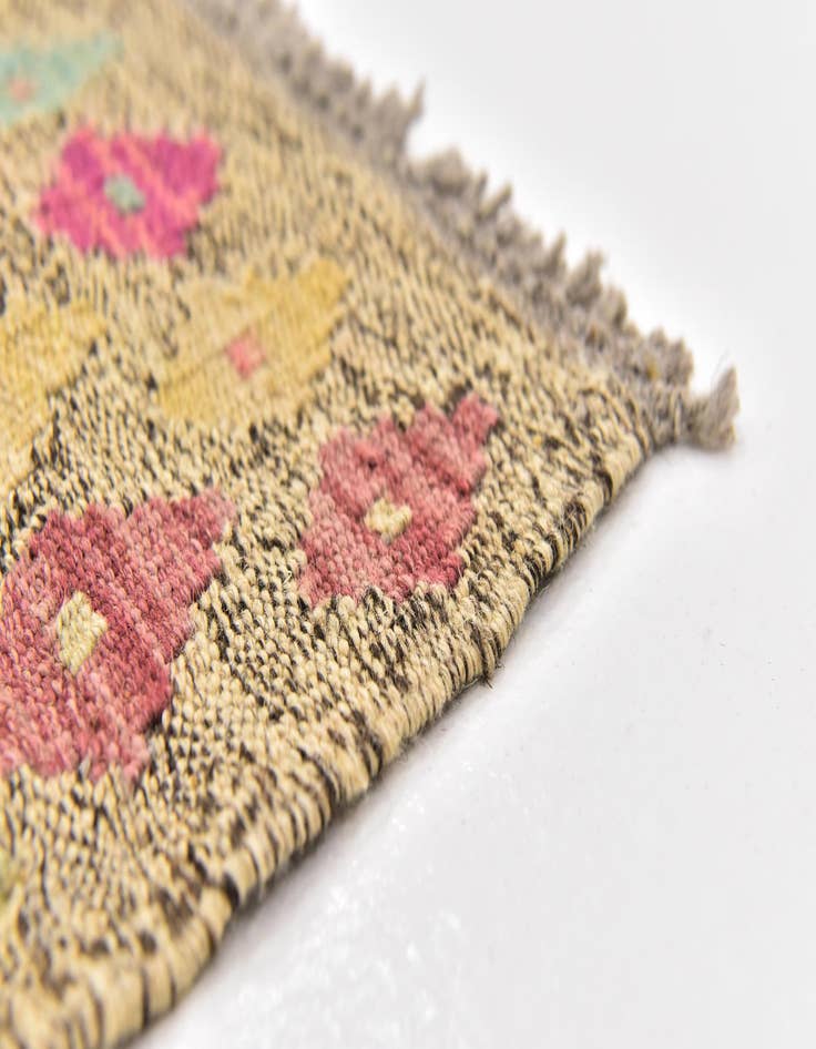 Detail image of 3' x 9' 10  Hand Woven Kilim Modern Wool Runner Rug