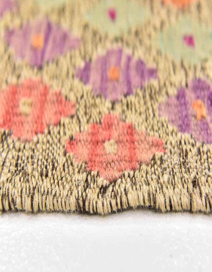 Detail image of 3' x 9' 10  Hand Woven Kilim Modern Wool Runner Rug