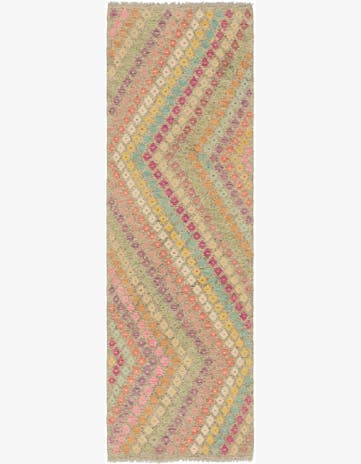 3' x 9' 10 Hand Woven Kilim Modern Wool Runner Rug