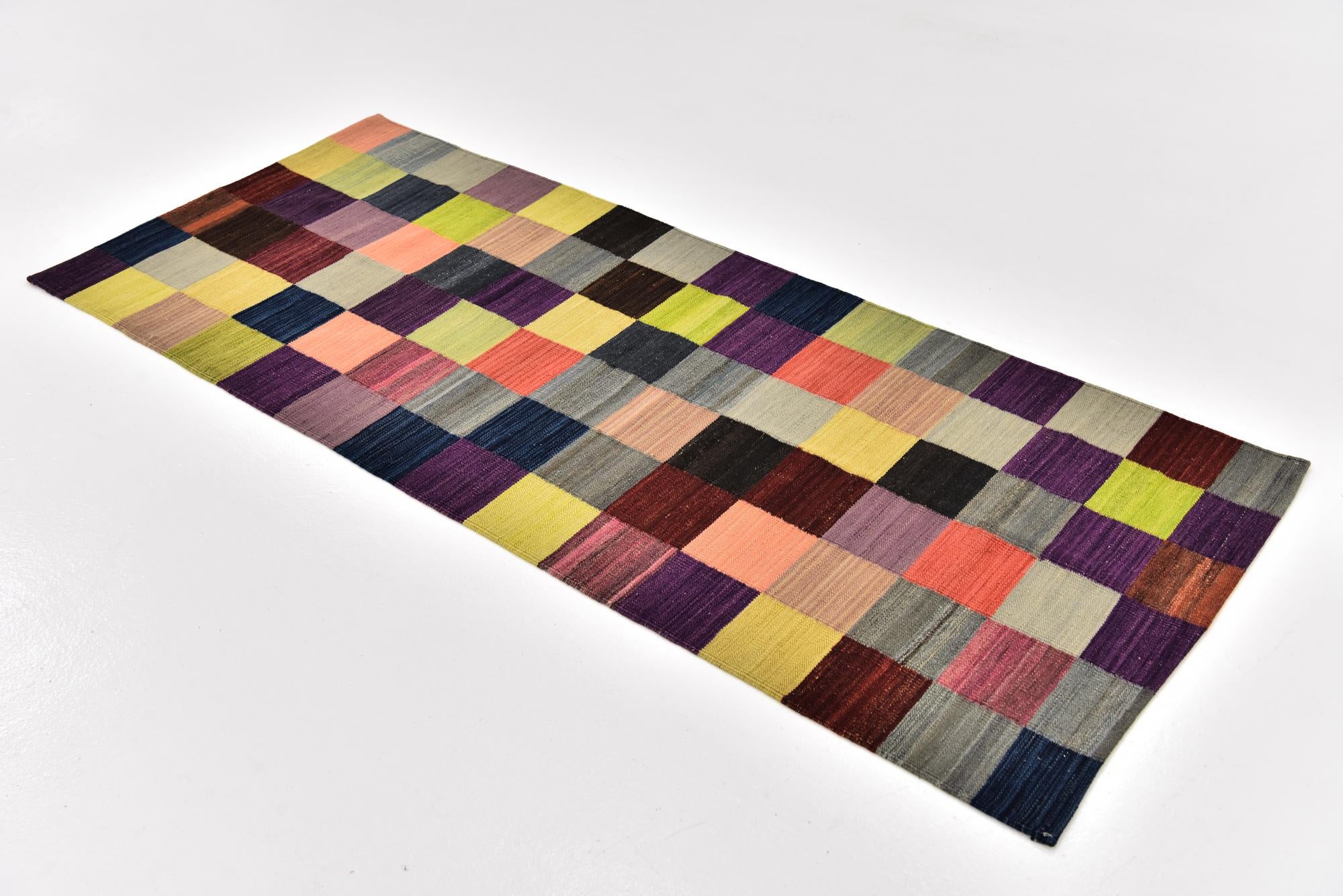 2' 9 x 6' 7 Hand Woven Kilim Modern Wool Runner Rug