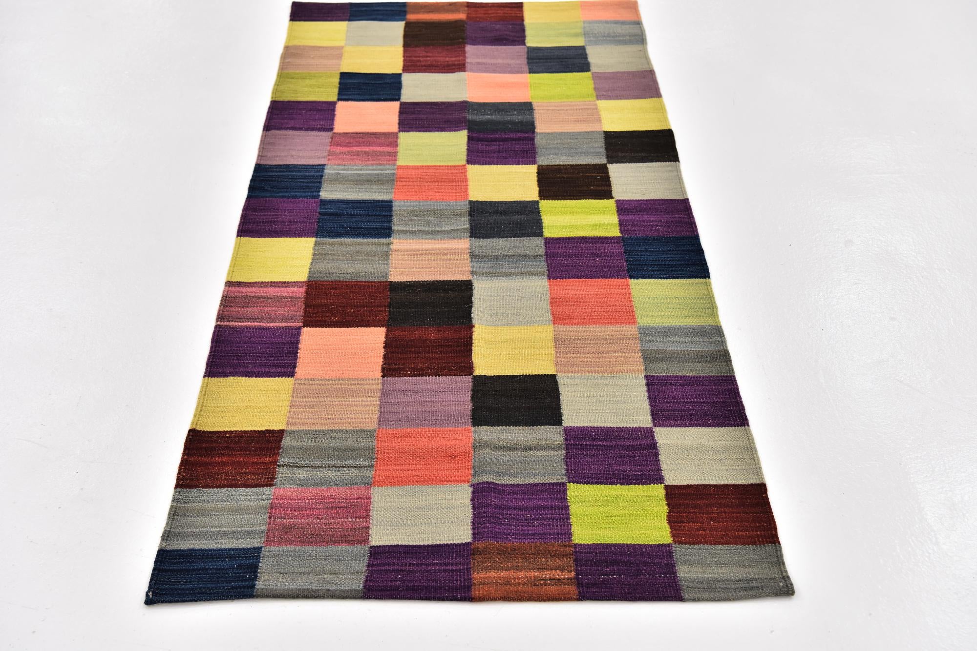 2' 9 x 6' 7 Hand Woven Kilim Modern Wool Runner Rug