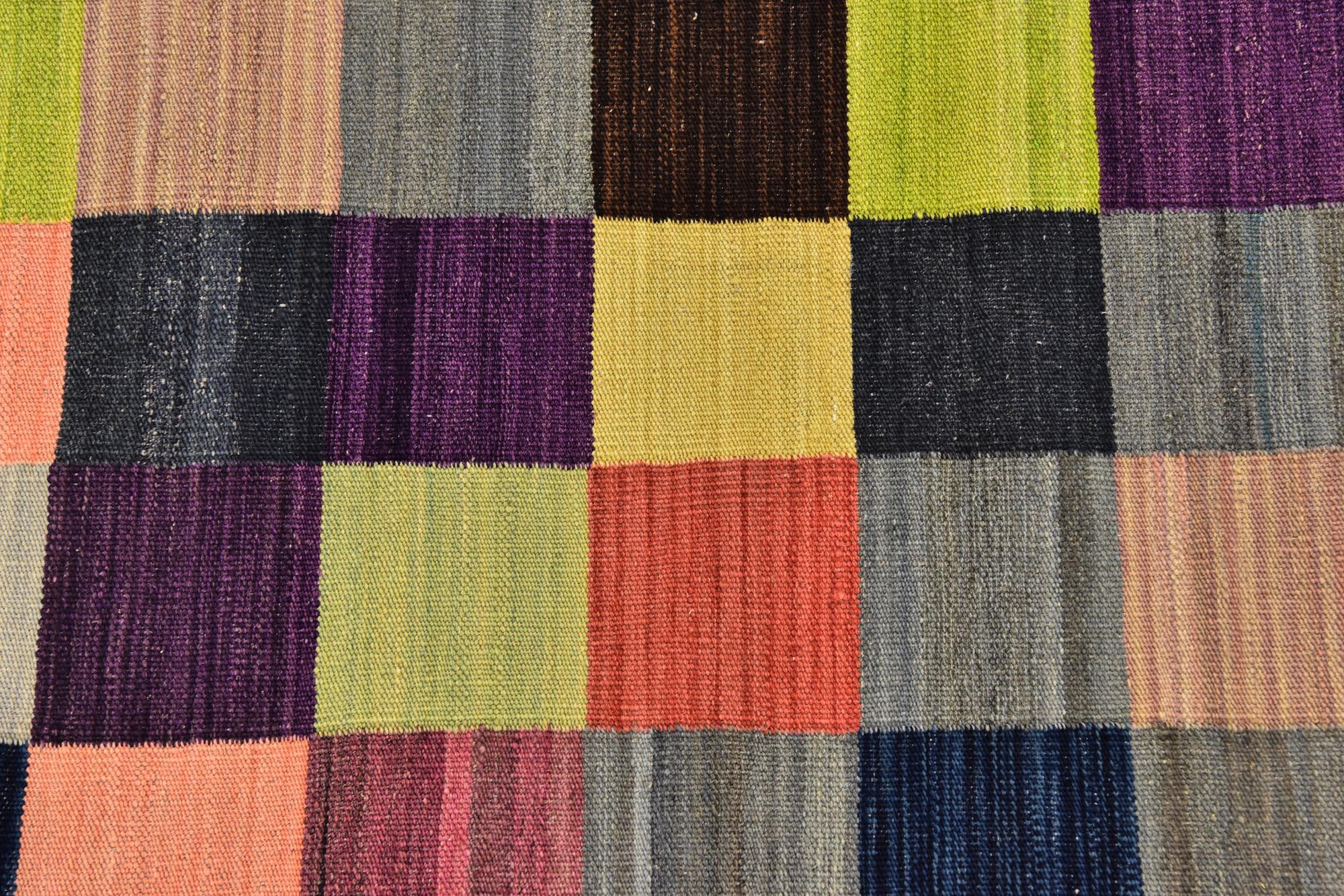 2' 9 x 6' 7 Hand Woven Kilim Modern Wool Runner Rug